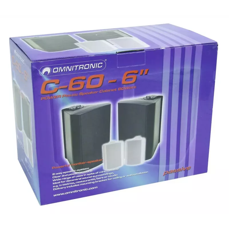 Pasīvais 2-virzienu skaļrunis Omnitronic 11036718 Melns Vadu 50 W
