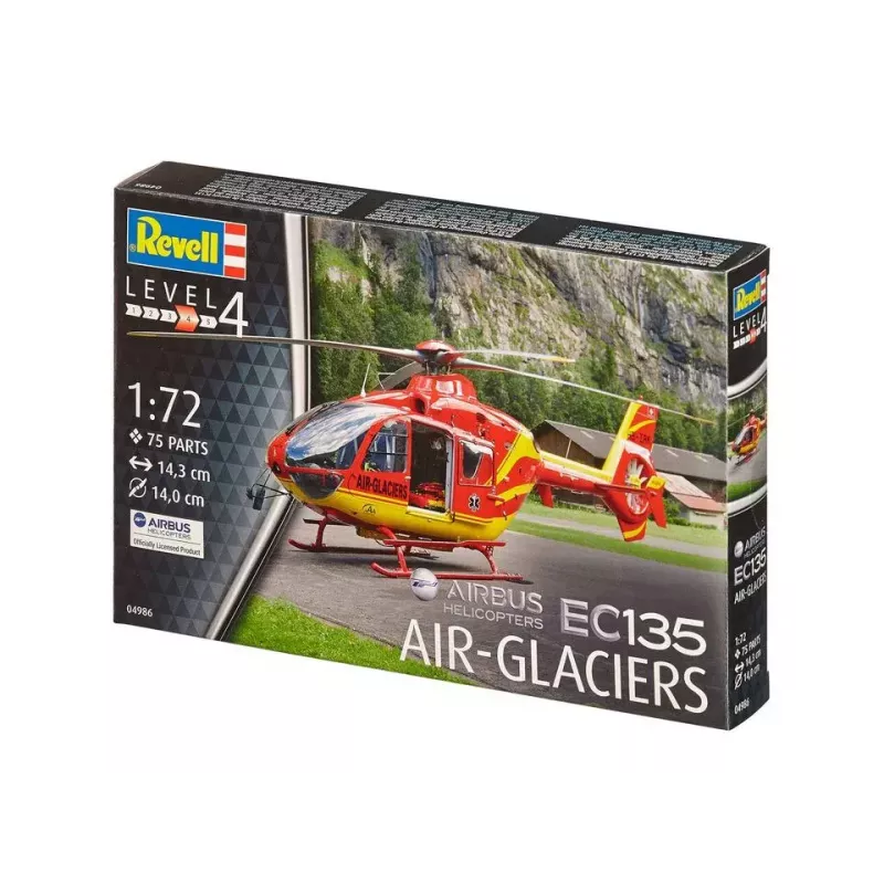 REVELL EC135 Air-Glaciers helikoptera salikšanas komplekts, mērogs 1:72, garums 143 mm, rotora diametrs 140 mm