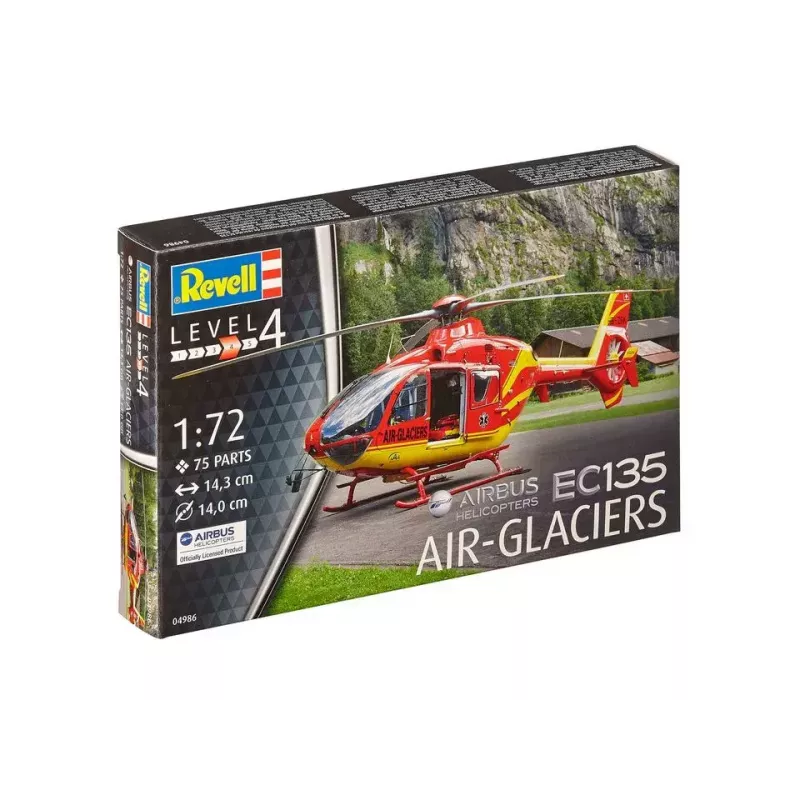 REVELL EC135 Air-Glaciers helikoptera salikšanas komplekts, mērogs 1:72, garums 143 mm, rotora diametrs 140 mm