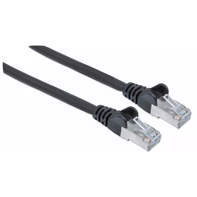 Intellinet tīkla vads, Cat7 kabelis/Cat6A spraudņi, 15m, Melns, Vars, S/FTP, LSOH/LSZH, PVC, RJ45, Apzeltīti kontakti, Aizsargāti, Ar aizsargvāciņu, Mūža garantija