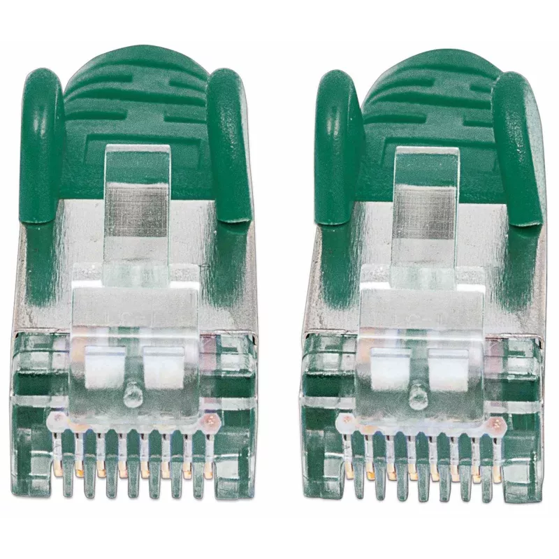 Intellinet tīkla savienojuma kabelis, Cat7 kabelis/Cat6A spraudņi, 20m, Zaļš, Varš, S/FTP, LSOH/LSZH, PVC, RJ45, apzeltīti kontakti, bezāķa, ar aizsargvāciņu, mūža garantija