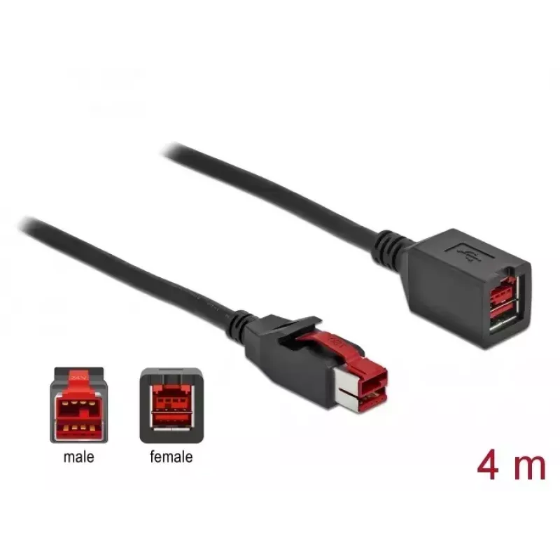 Pagarinātājs Powered USB DeLOCK 85988 24 V 4 m Melns