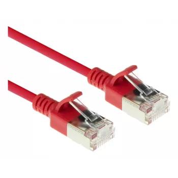 ACT sarkans 2 metru LSZH U/FTP CAT6A datacentra slaidais patch kabelis ar snagless RJ45 savienotājiem