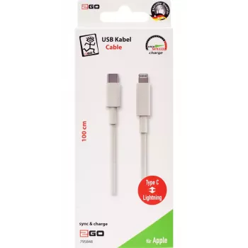 Lightning kabelis 2GO 795848 1m USB C uz Lightning Balts