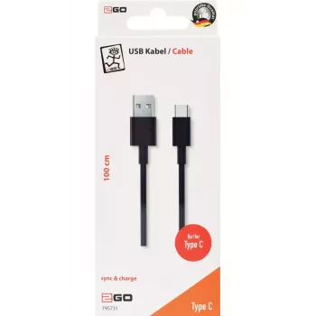 USB kabelis 2GO 795731 1m USB B USB C USB 3.2 Gen 1 Melns