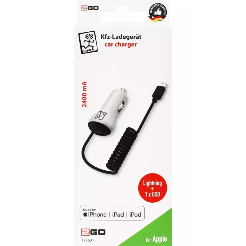 Auto lādētājs 2GO 795631 12/24V 5V balts