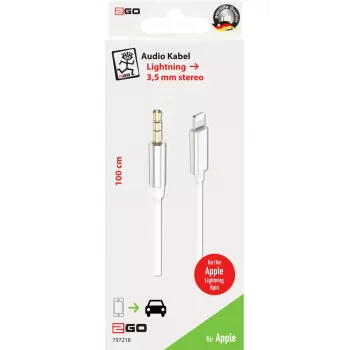 Audio kabelis 2GO 797218 1m 3.5mm Lightning Balts