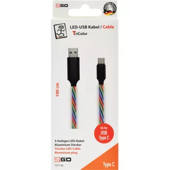 USB kabelis 2GO 797146 1m USB B USB C Daudzkrāsains