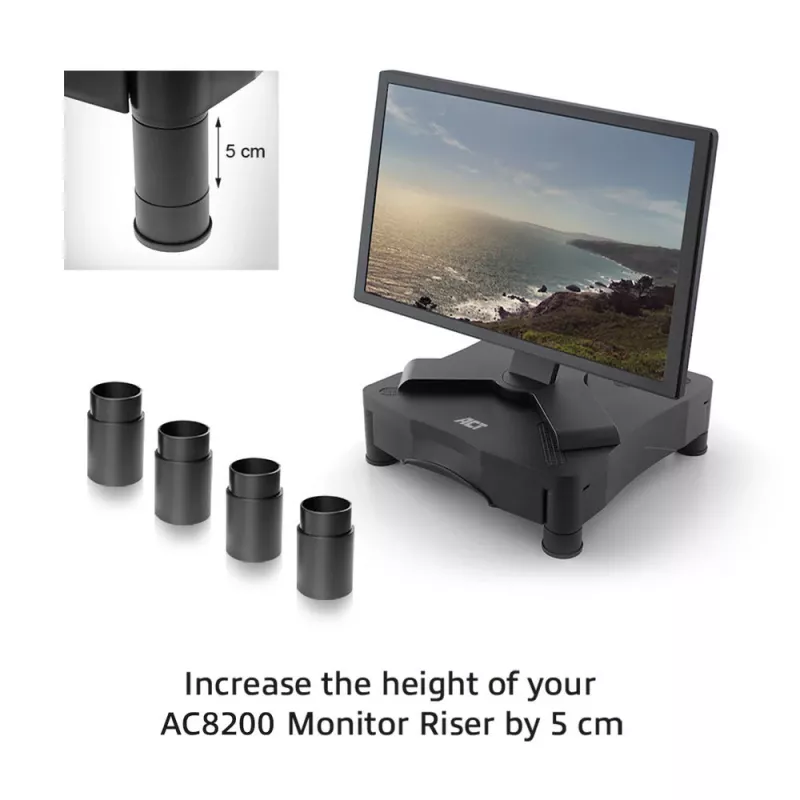 ACT AC8200 pacēlāja kājas, melnas, 65 mm, 4 gab.