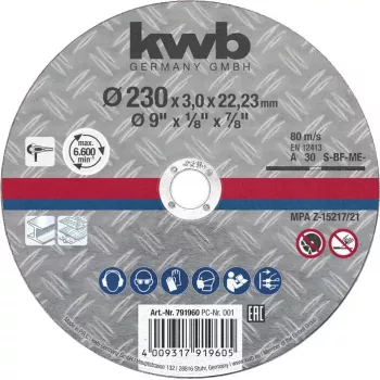 Griešanas disks KWB 791993 ar plakanu centru metālam