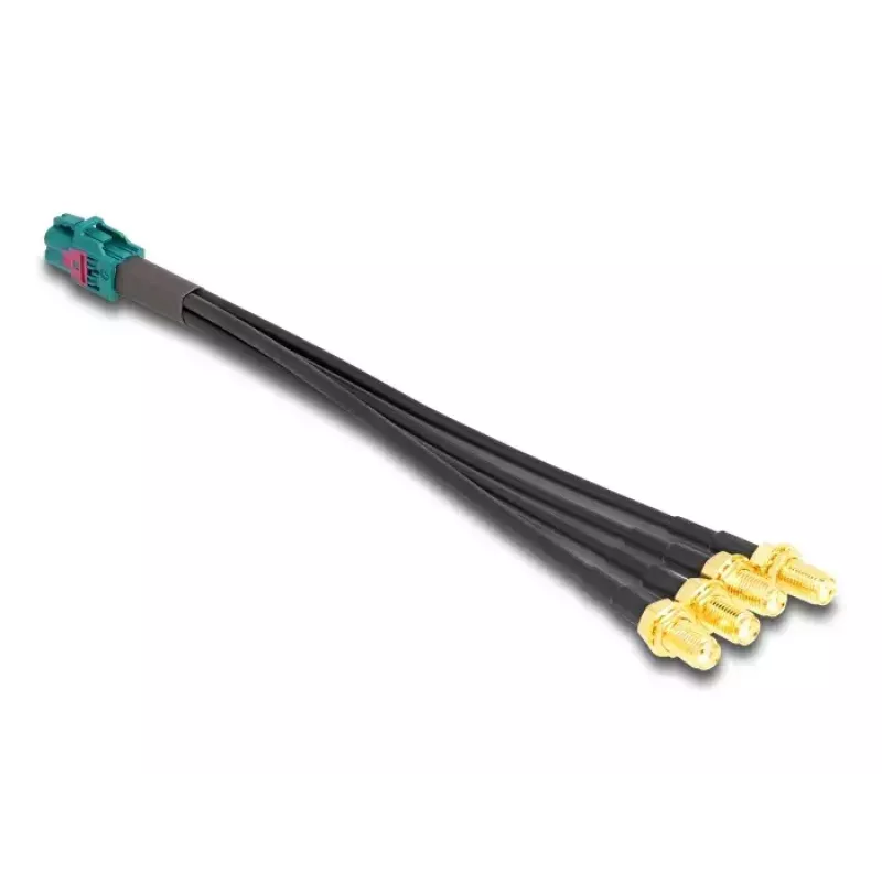 DeLOCK 90143 Koaksiālais kabelis 0.2 m Mini FAKRA Z 4 x SMA Melns