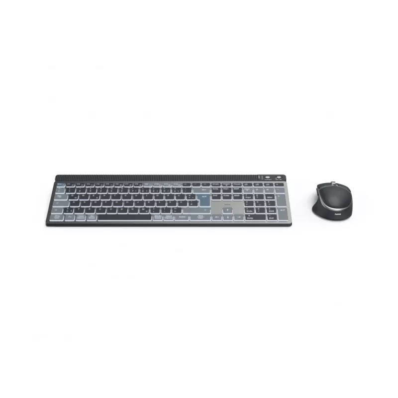 Hama WKM-750 bezvadu tastatūra un pele Home/Office Bluetooth QWERTZ pelēka, melna, zila