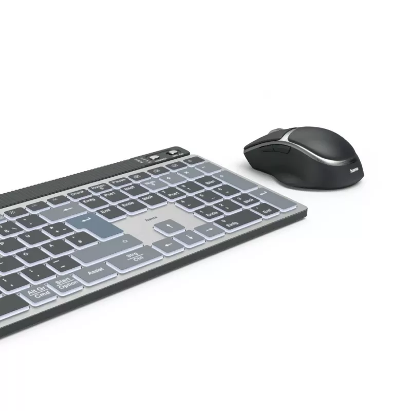 Hama WKM-750 bezvadu tastatūra un pele Home/Office Bluetooth QWERTZ pelēka, melna, zila