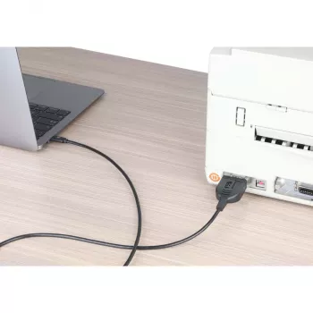 Manhattan USB-C uz Serial Converter kabelis, 1m, Vīrietis uz Vīrieti, Serial/RS232/COM/DB9, Prolific PL2303GT Mikroshēma, Melns kabelis, Trīs Gadu Garantija