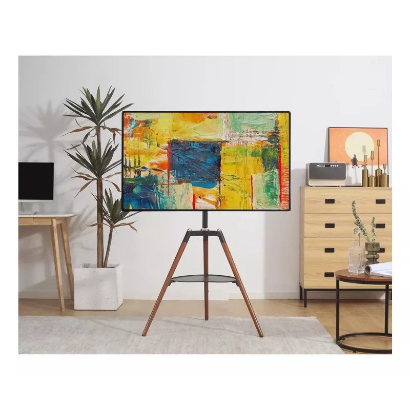 Techly ICA-TR58 TV statīvs/grīdas stiprinājums 165.1 cm (65 collas) Melns, Koks