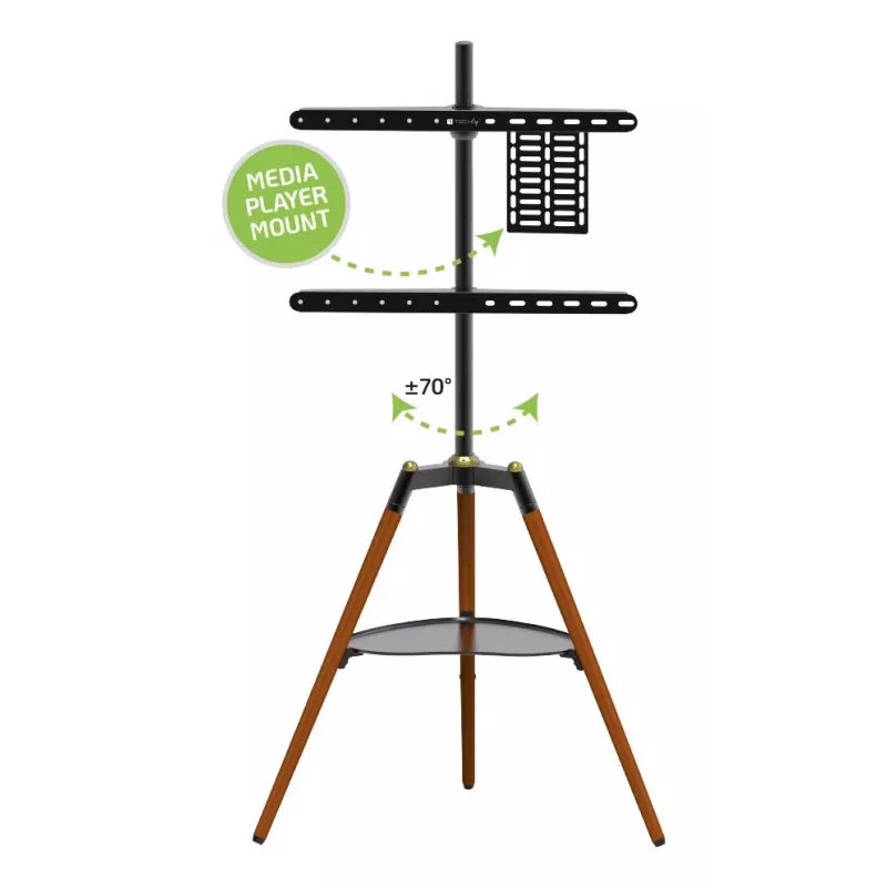 Techly ICA-TR58 TV statīvs/grīdas stiprinājums 165.1 cm (65 collas) Melns, Koks