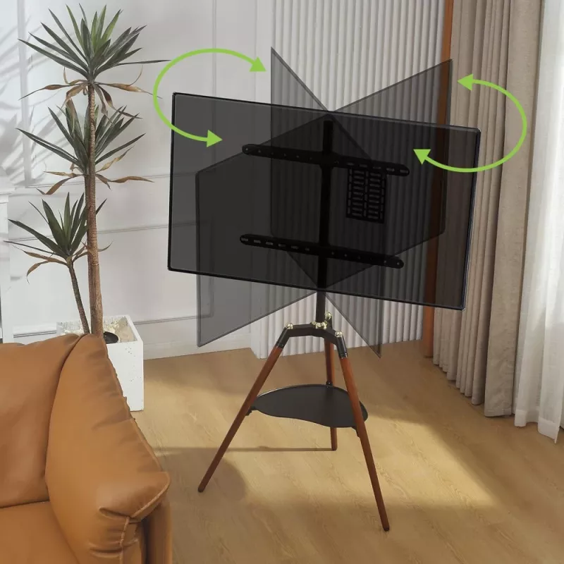 Techly ICA-TR58 TV statīvs/grīdas stiprinājums 165.1 cm (65 collas) Melns, Koks