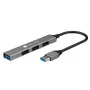 Techly IUSB32-HUB4A-3U2SLS USB centrmezgls / dokstacija, vadu, USB 3.2 Gen 1 Type-A, pelēks