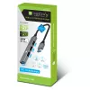 Techly IUSB32-HUB4A-3U2SLS USB centrmezgls / dokstacija, vadu, USB 3.2 Gen 1 Type-A, pelēks
