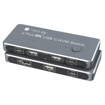 Techly IDATA KVM-DPC8K KVM slēdzis, pelēks