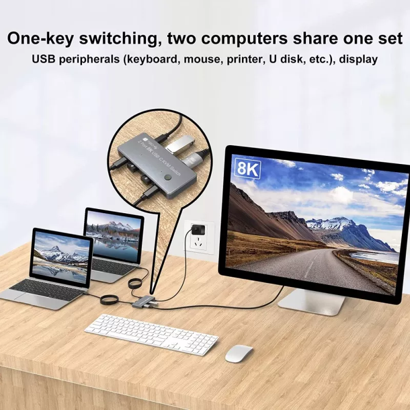Techly IDATA KVM-DPC8K KVM slēdzis, pelēks
