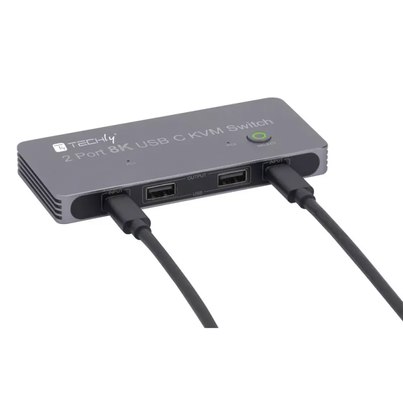 Techly IDATA KVM-DPC8K KVM slēdzis, pelēks