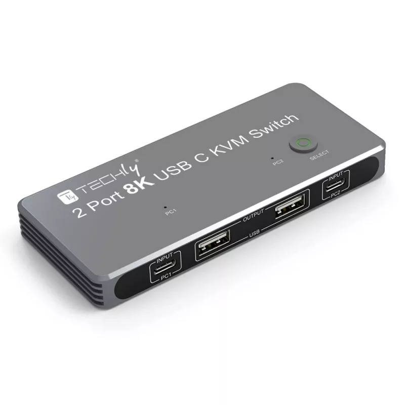 Techly IDATA KVM-DPC8K KVM slēdzis, pelēks