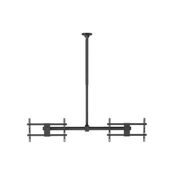 Griestu stiprinājums diviem ekrāniem EQUIP 32 inch–60 inch (VESA 200×200–600×400, max 80 kg, pagrieziens ±180°), melns