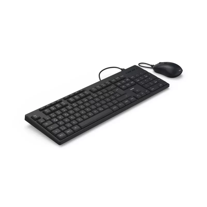 Hama CKM-200 tastatūra ar peli, mājām/birojam, USB, QWERTZ, vācu izkārtojums, melna
