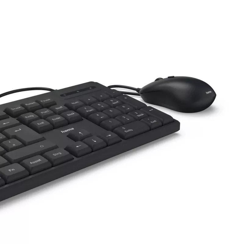 Hama CKM-200 tastatūra ar peli, mājām/birojam, USB, QWERTZ, vācu izkārtojums, melna