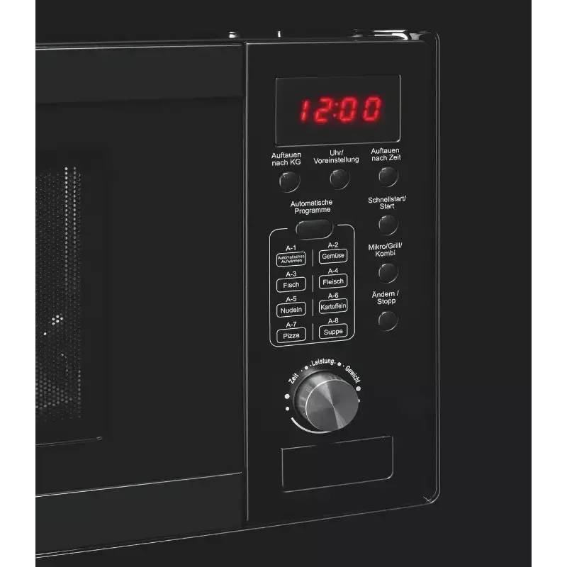 Iebūvējamā grila mikroviļņu krāsns Exquisit EMW20.1 G — 20 L, 800 W, melna, pogu un rotācijas vadība, iebūvēts displejs