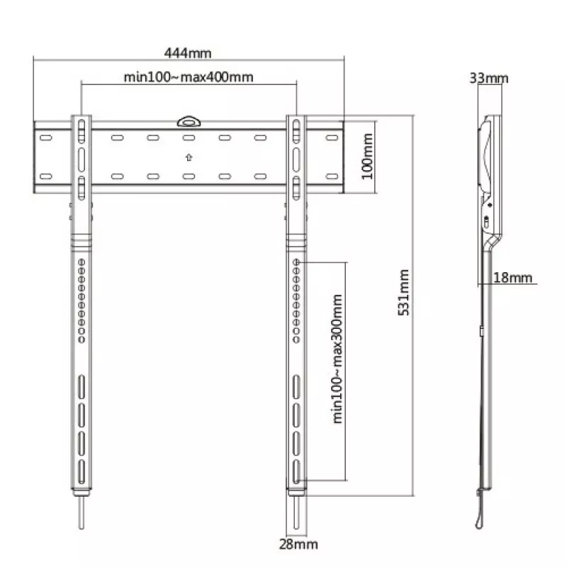 Techly ICA-PLB 734F TV stiprinājums 165.1 cm (65 collas) Melns