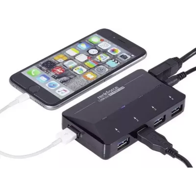 USB centrmezgls Renkforce RF-3806031 USB 3.2 Gen 1 Type-B melns