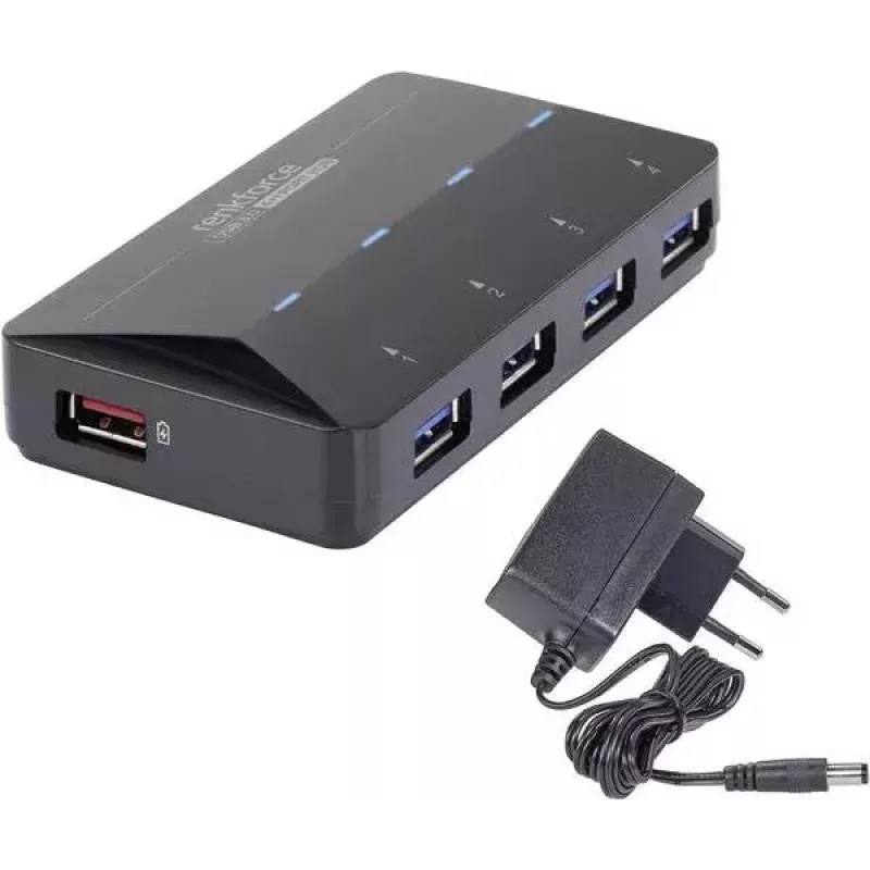 USB centrmezgls Renkforce RF-3806031 USB 3.2 Gen 1 Type-B melns