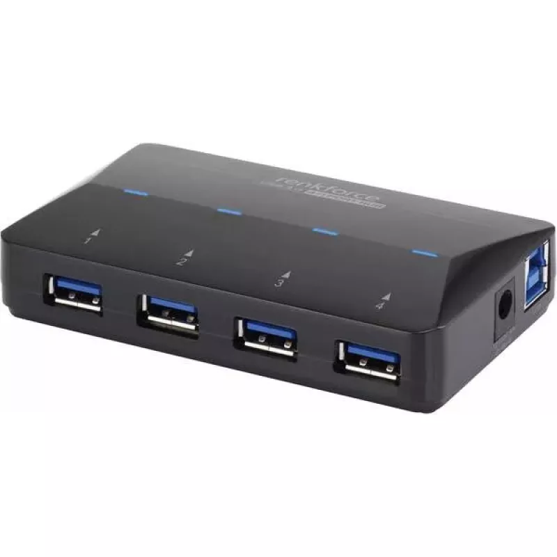 USB centrmezgls Renkforce RF-3806031 USB 3.2 Gen 1 Type-B melns