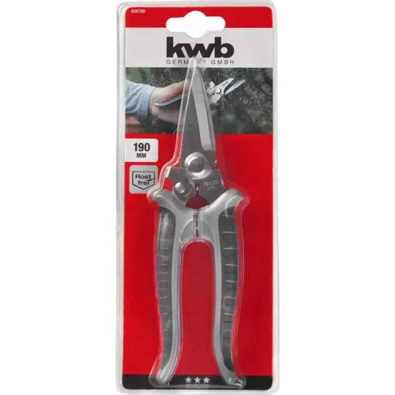 Zāles šķēres KWB 926790 garais rokturis taisns asmens 190 mm