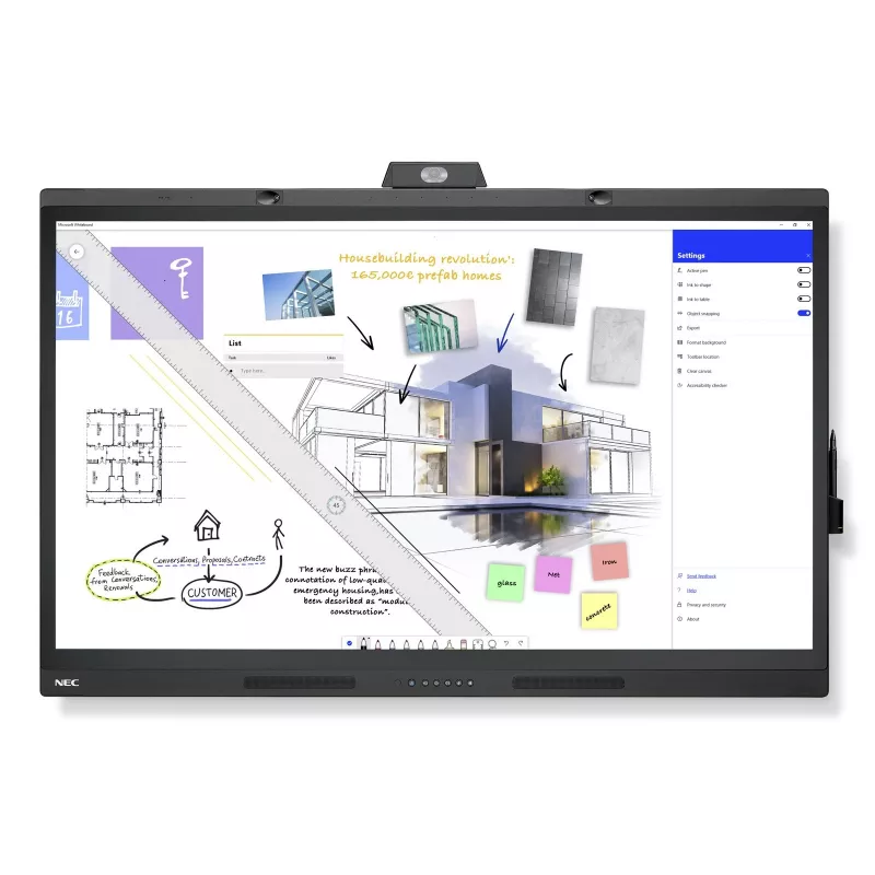 NEC WD551 interaktīvā tāfele 139.7 cm (55 collas) 3840 x 2160 pikseļi Skārienekrāns