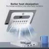 Techly 8-in-1 USB-C centrmezgla dokstacija ar planšetes statīvu, sudraba, alumīnijs, 360°, USB 3.2 Gen 1 Type-C, 5000 Mbit/s