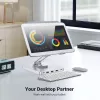 Techly 8-in-1 USB-C centrmezgla dokstacija ar planšetes statīvu, sudraba, alumīnijs, 360°, USB 3.2 Gen 1 Type-C, 5000 Mbit/s