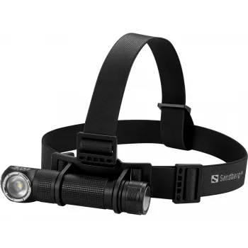 Sandberg Headlamp 1000 Pro, galvaslampa ar lenti, melna, alumīnijs, IP66, LED, 25 lm