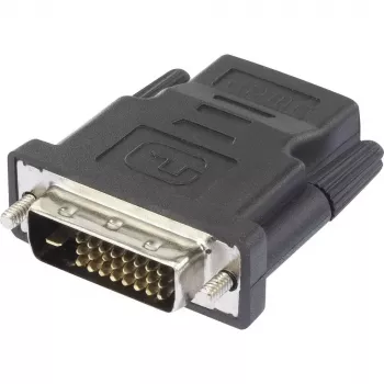 Renkforce 1404076 HDMI uz DVI adapteris, HDMI ligzda – DVI-D spraudnis 24+1 kontakti, melns