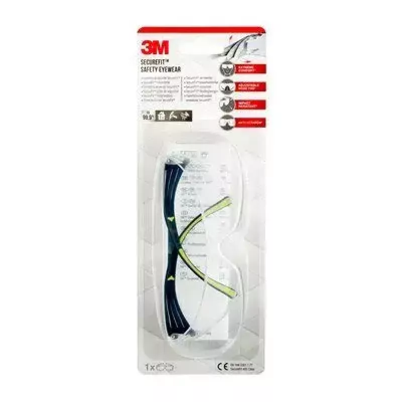 Aizsargbrilles 3M SF4000CC1 — plastmasas aizsargbrilles, caurspīdīga lēca, melna/zaļa