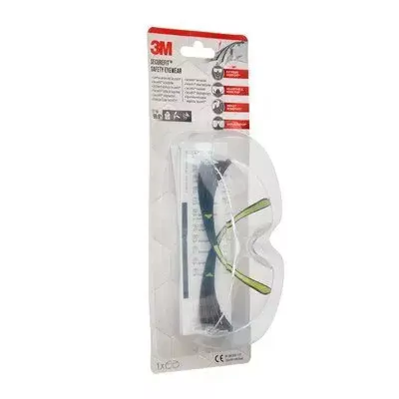 Aizsargbrilles 3M SF4000CC1 — plastmasas aizsargbrilles, caurspīdīga lēca, melna/zaļa
