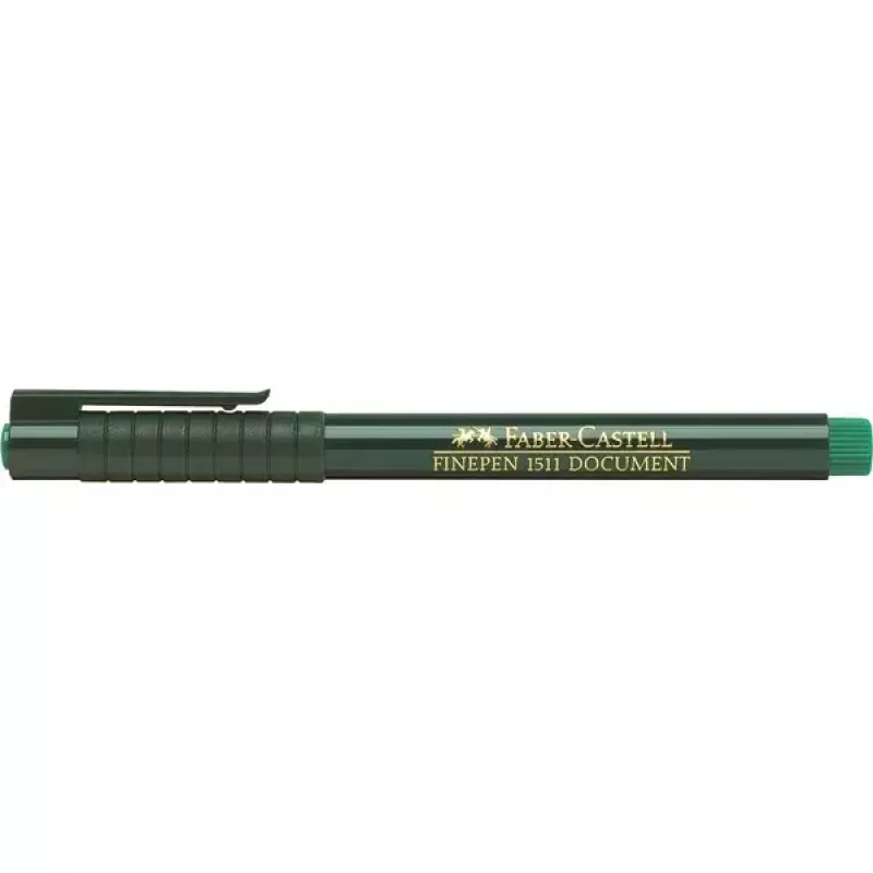 Tūsklīnis Faber-Castell 151163 — zaļa tinte, melns korpuss, apaļš, 1 gab.