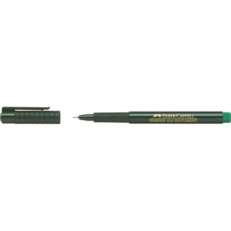 Tūsklīnis Faber-Castell 151163 — zaļa tinte, melns korpuss, apaļš, 1 gab.