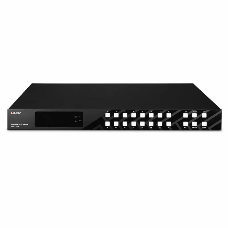 Lindy 16x16 HDMI 4K60 Matrica, HDMI, HDMI, 3.5 mm, 3840 x 2160 pikseļi, Melna, Metāls