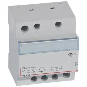 Legrand 413092 zvana transformators 230V/12V-8V 24VA DIN sliedei