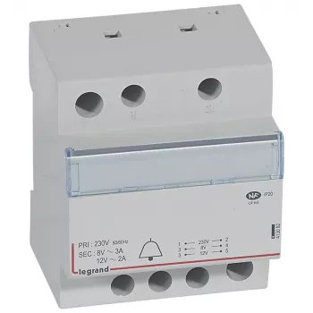 Legrand 413092 zvana transformators 230V/12V-8V 24VA DIN sliedei