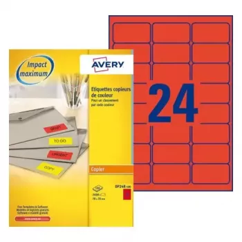 Pašlīmējošas printera etiķetes AVERY DP24R-100, sarkanas, 2400 gab.