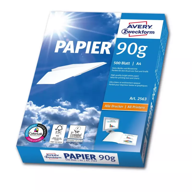 Biroja papīrs A4 Avery 90 g/m² 500 loksnes
